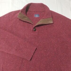 UNTUCKit Gordonne Lambswool Sweater Men's Medium M Henley Maroon Regular Donegal